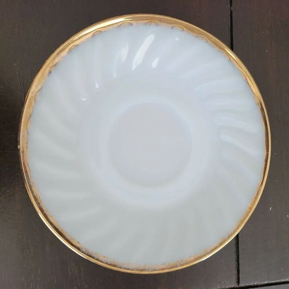 Vintage Anchor Hocking Fire King 4 Piece Dinner Set Plate Bowl Cup Saucer MCM